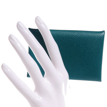Hermes Epsom Calvi Card Case Malachite 2 of 8