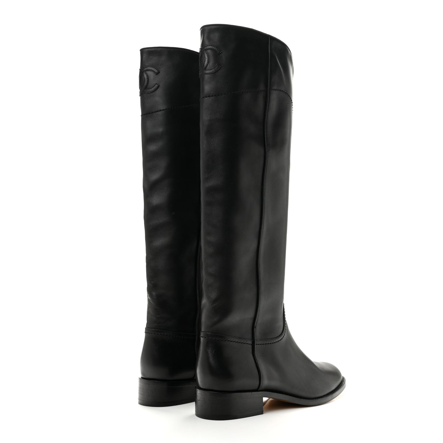 Calfskin Ascot Riding Boots 39.5 Black