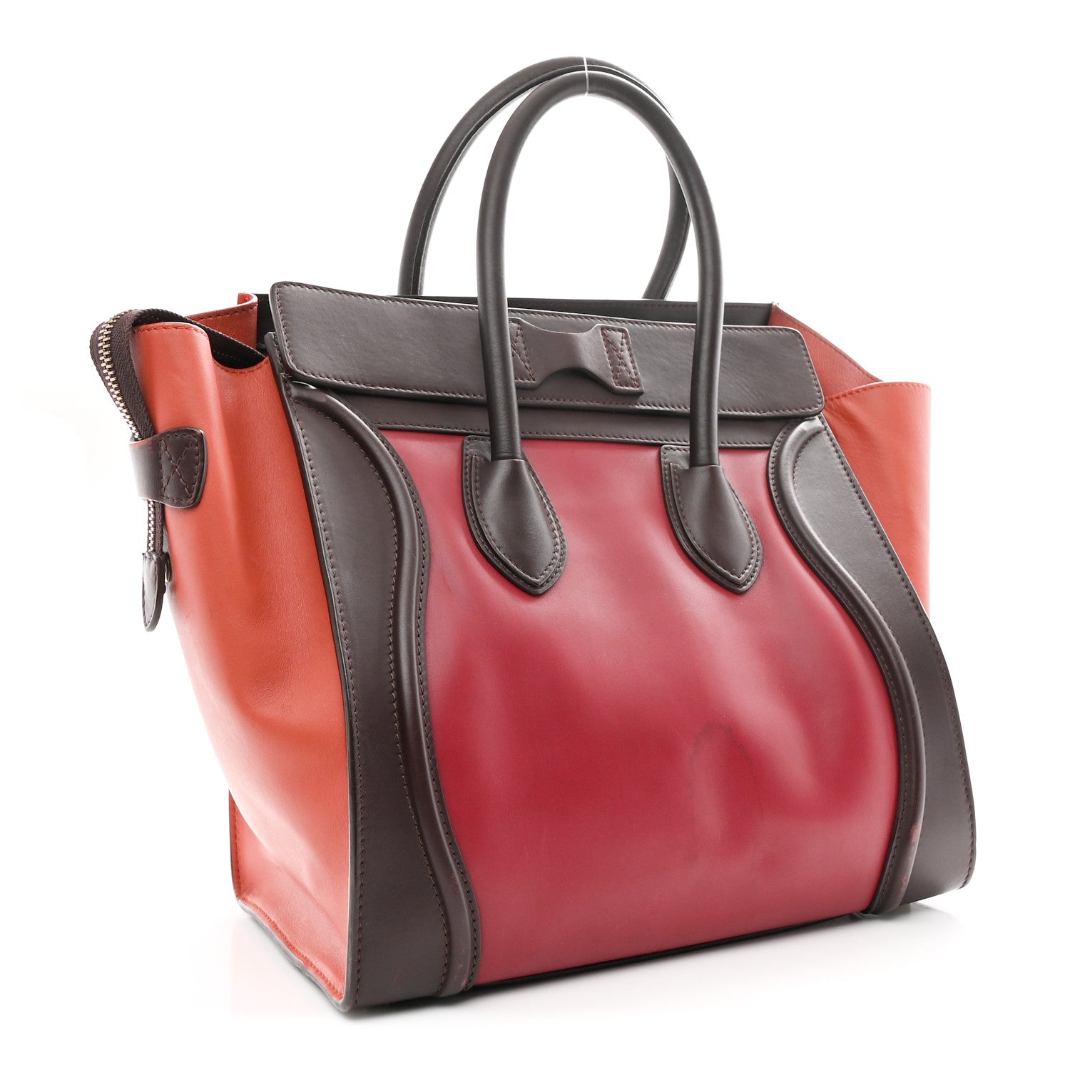 Celine Satin Calfskin Mini Tri-Color Luggage Blood 3 of 13