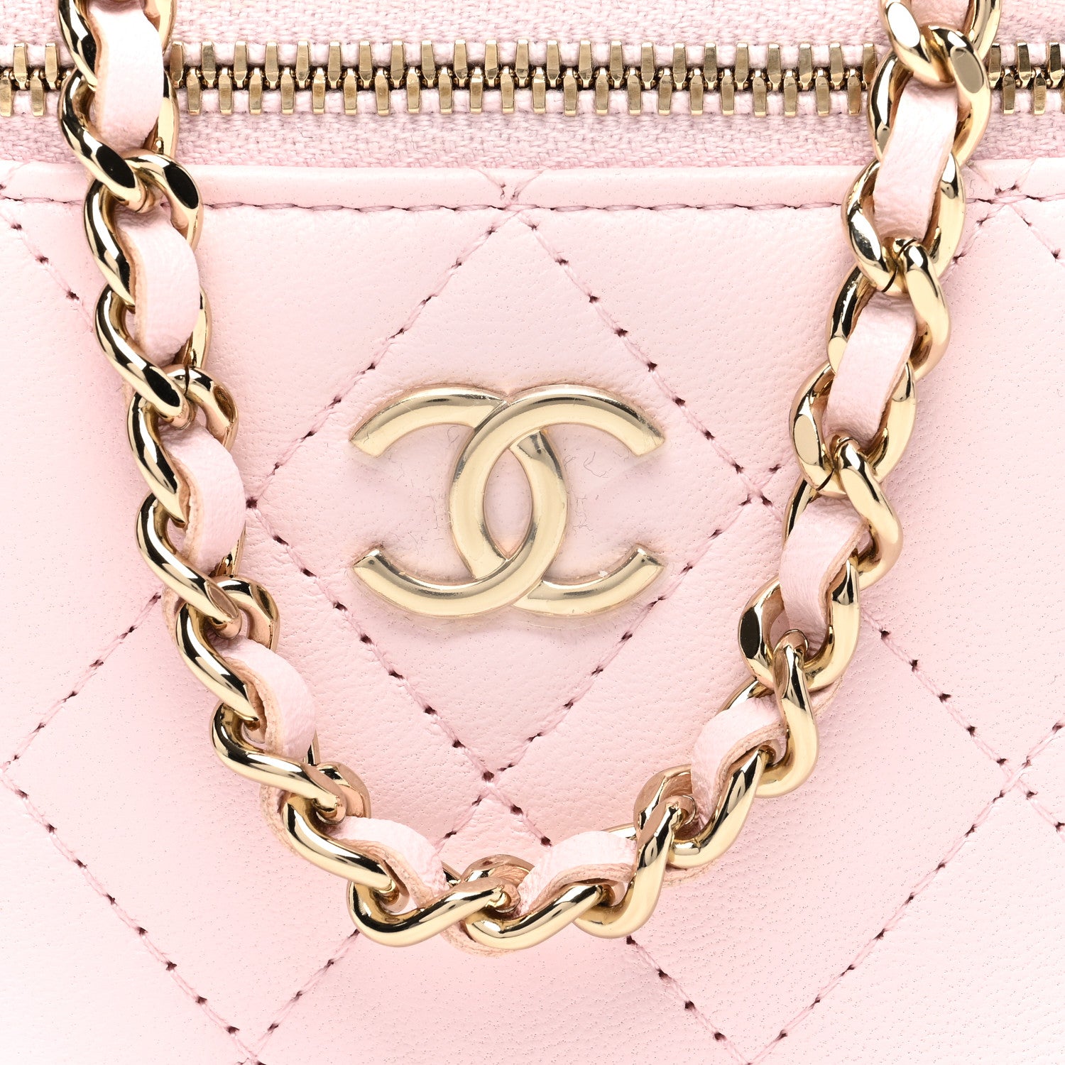 Chanel Lambskin Quilted Top Handle Mini Vanity Case With Chain Light Pink 8 of 11