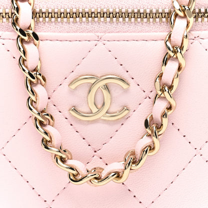 Chanel Lambskin Quilted Top Handle Mini Vanity Case With Chain Light Pink 8 of 11