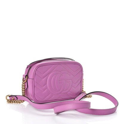 Gucci Calfskin Matelasse Mini GG Marmont Chain Shoulder Bag Candy Mousse 3 of 16