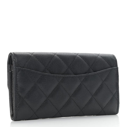Chanel Caviar Quilted Medium Gusset Flap Wallet Black 3 of 7
