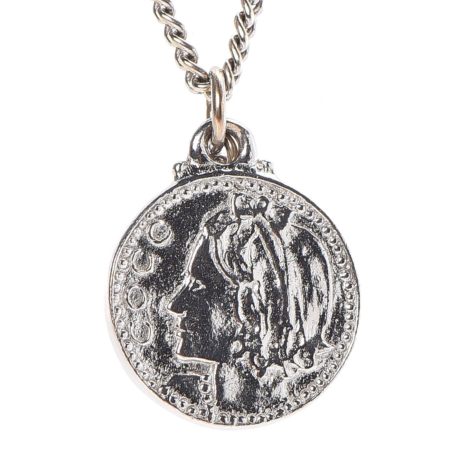 Chanel CC Coco Mademoiselle Coin Necklace Silver 4 of 7