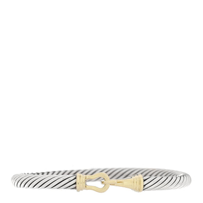 David Yurman Sterling Silver 14K Yellow Gold 5mm Cable Classic Buckle Bracelet 1 of 4