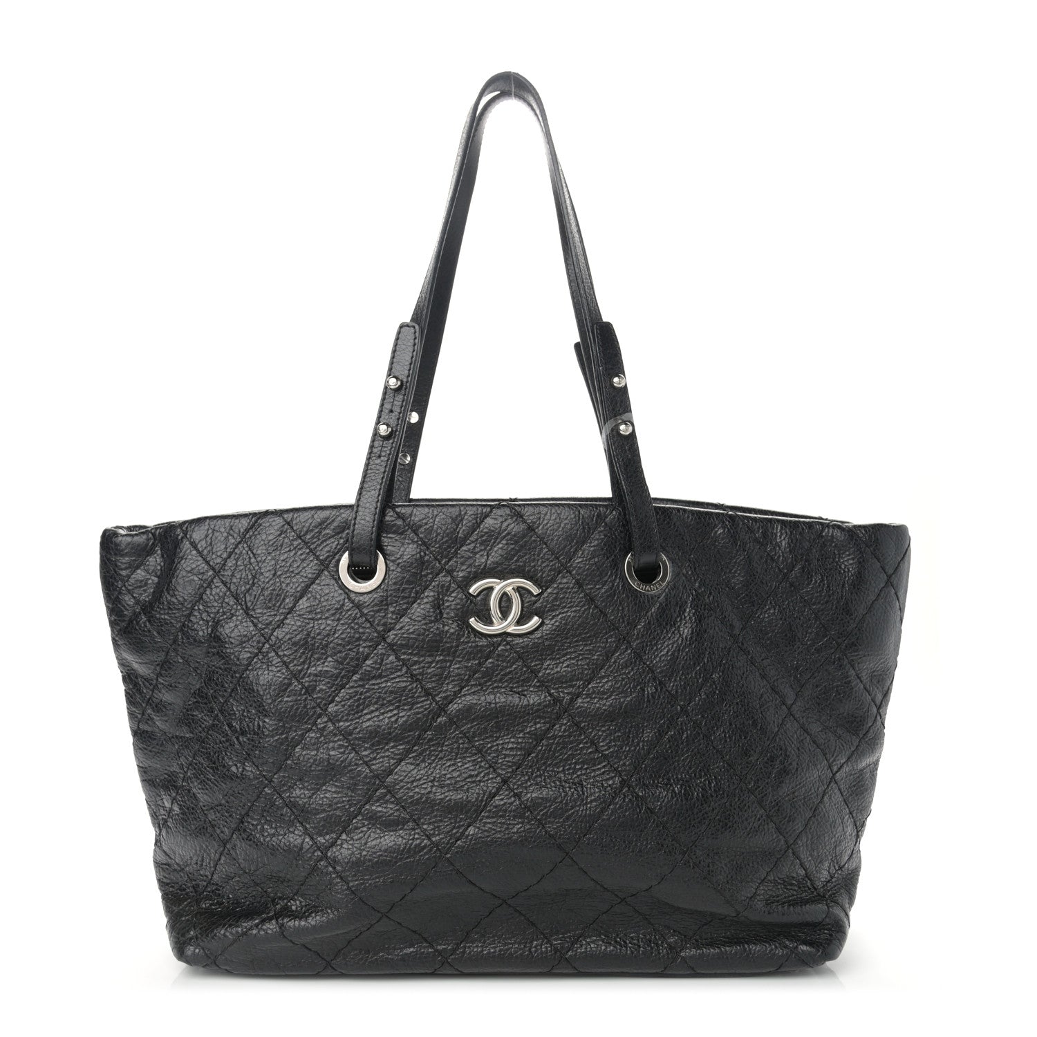 Chanel Glazed Calfskin Large On The Road Tote Black 1 of 12