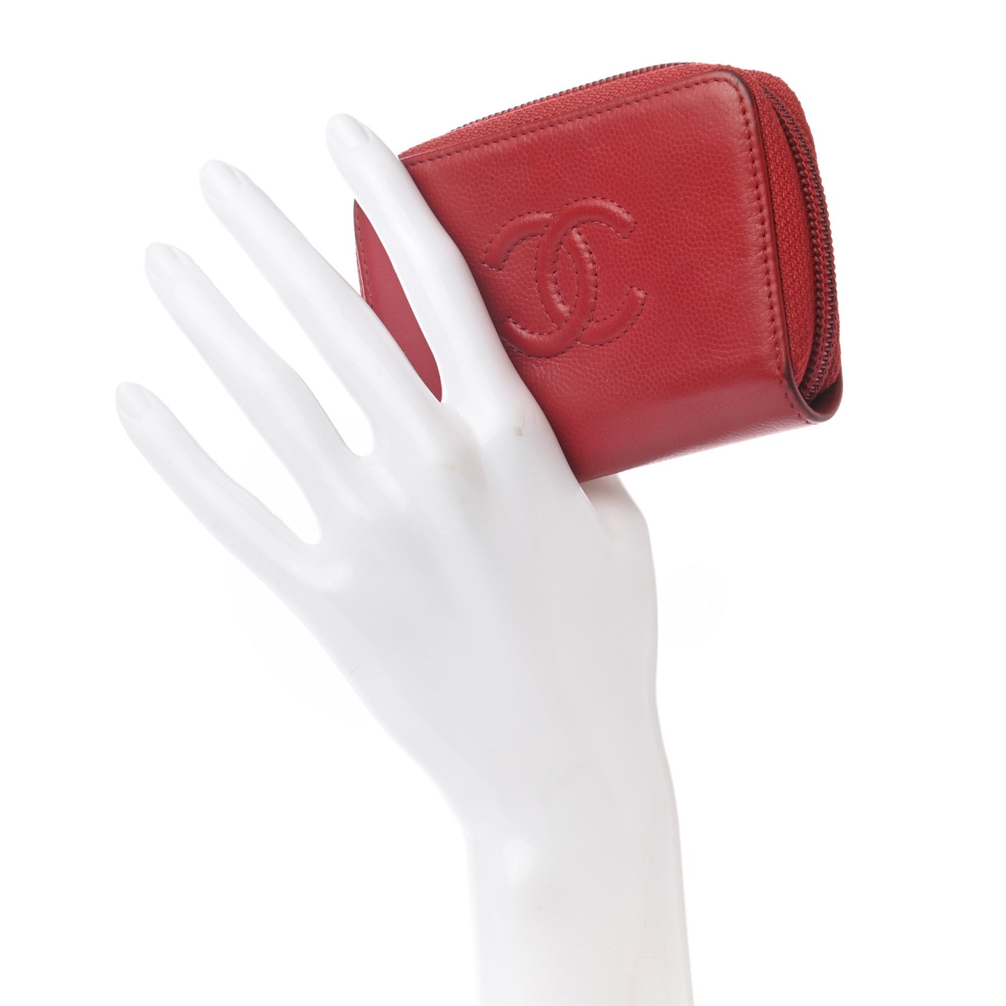 Caviar Timeless CC Zip Around Coin Purse Red