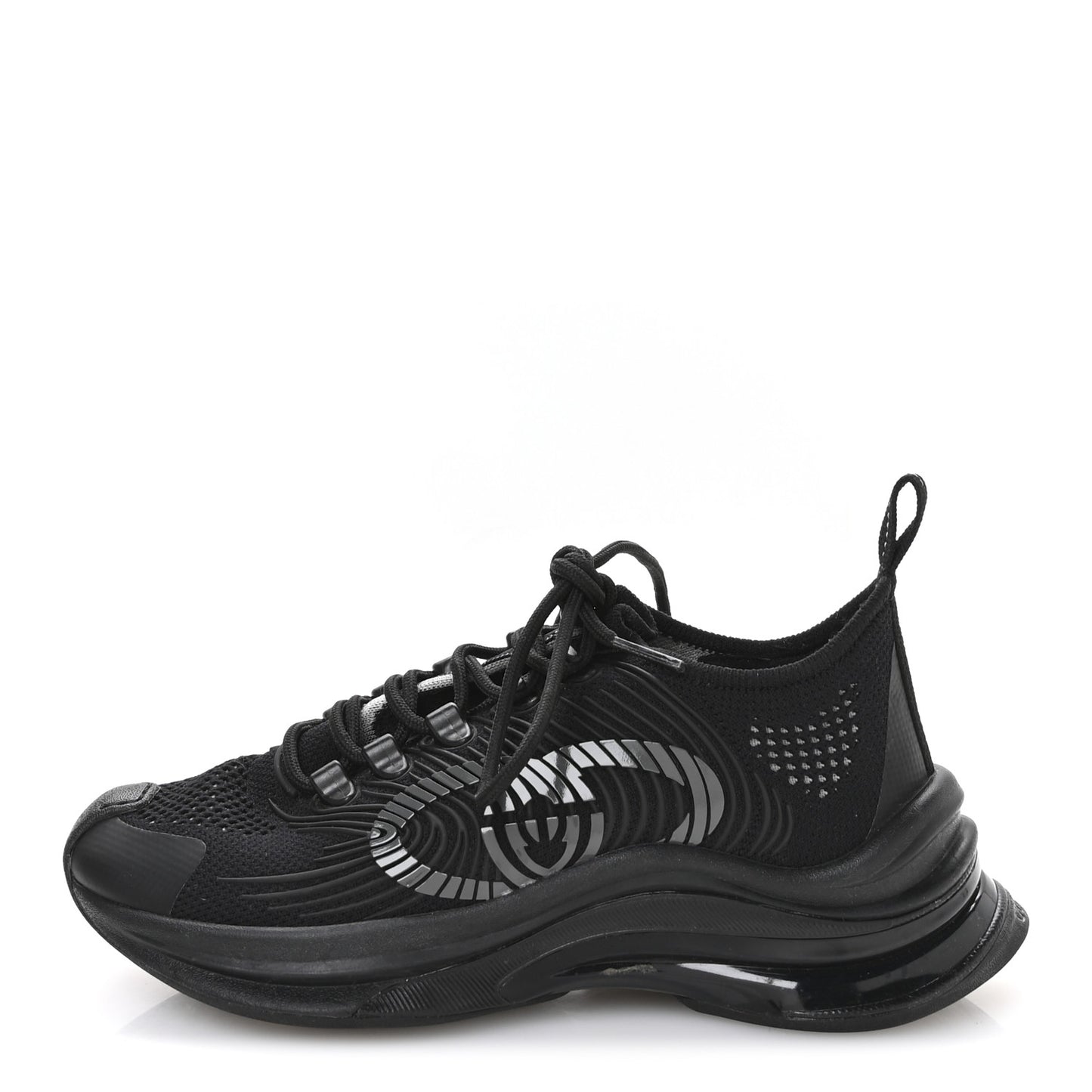 Technical Knit Fabric Waves Womens Gucci Run Sneakers 35.5 Black