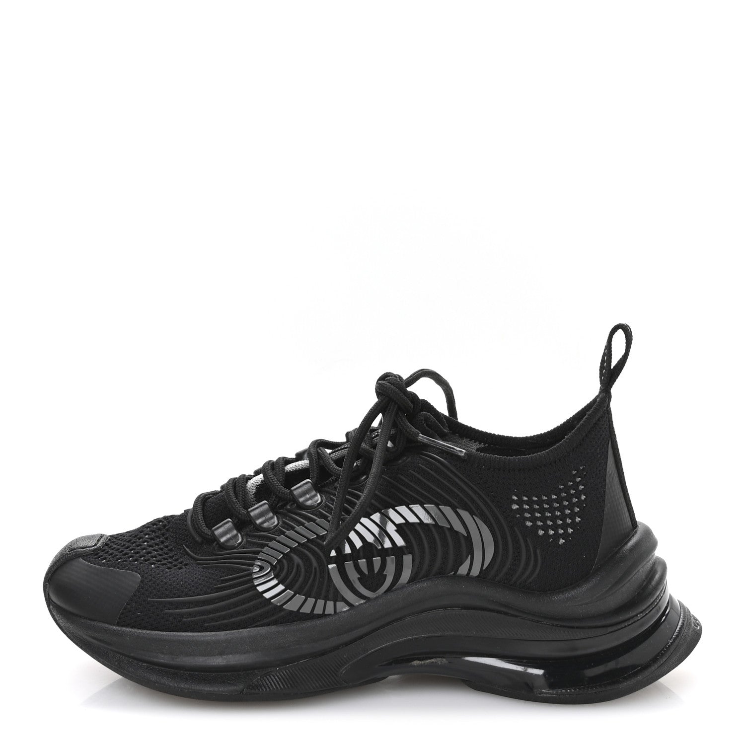 Gucci Technical Knit Fabric Waves Womens Gucci Run Sneakers 35.5 Black 1 of 7