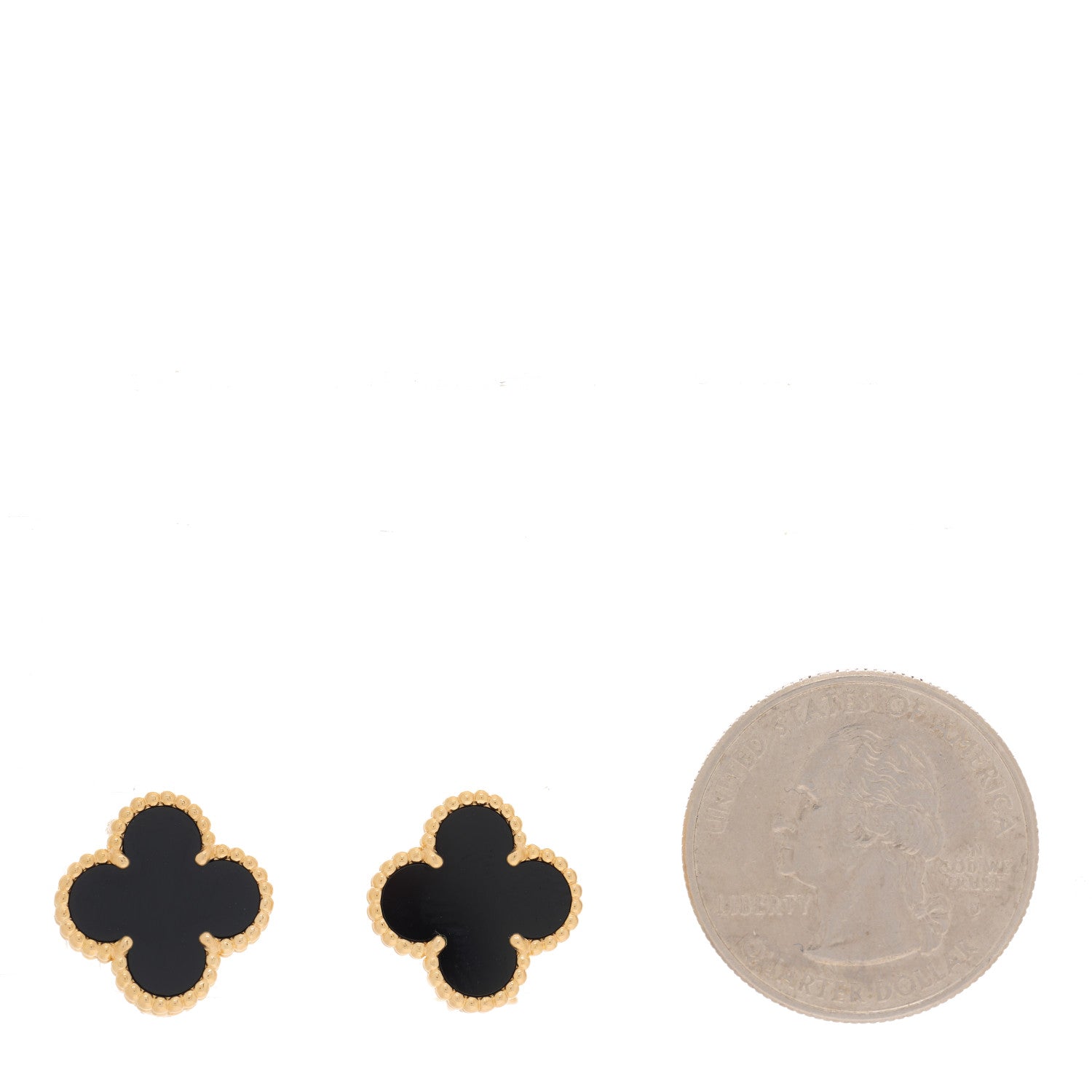 Van Cleef & Arpels 18K Yellow Gold Black Onyx Vintage Alhambra Earrings 2 of 5