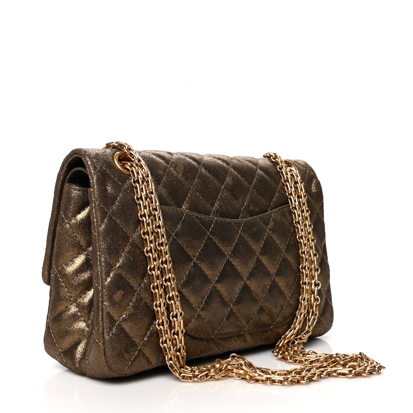 Iridescent Calfskin Quilted 2.55 Reissue 225 Flap Gold