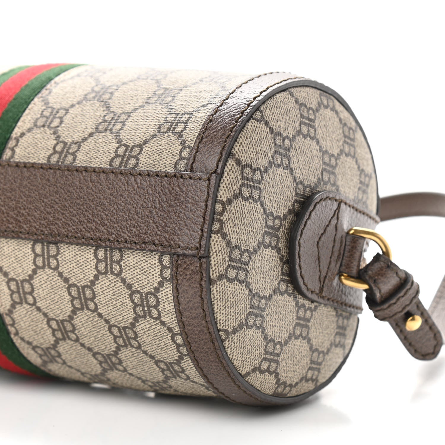 Gucci X BALENCIAGA BB Supreme Monogram Web Small Ophidia Boston Bag Beige New Acero 9 of 11