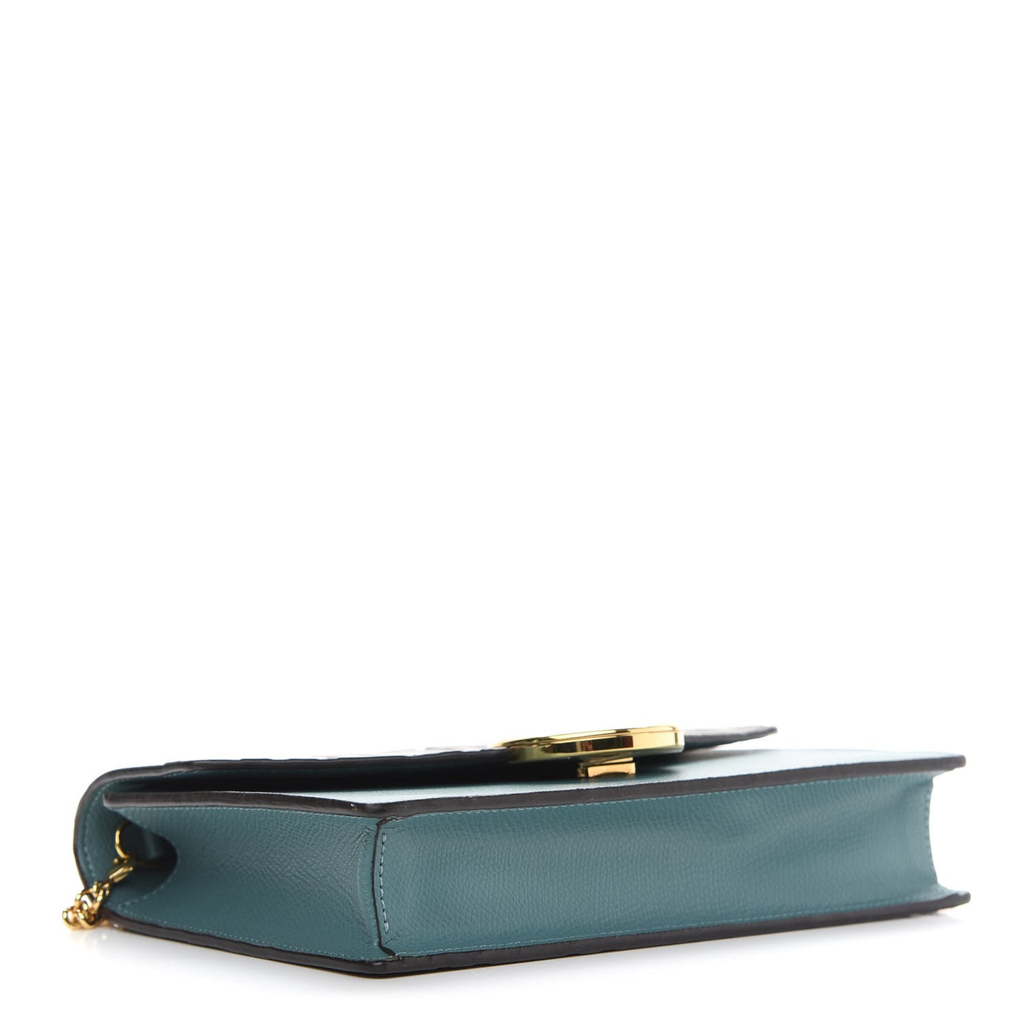 Vitello Cruise F is Fendi Bi-Color FF 1974 Embossed Medium Envelope Wallet On Chain Maya Black Azzurro Merlino