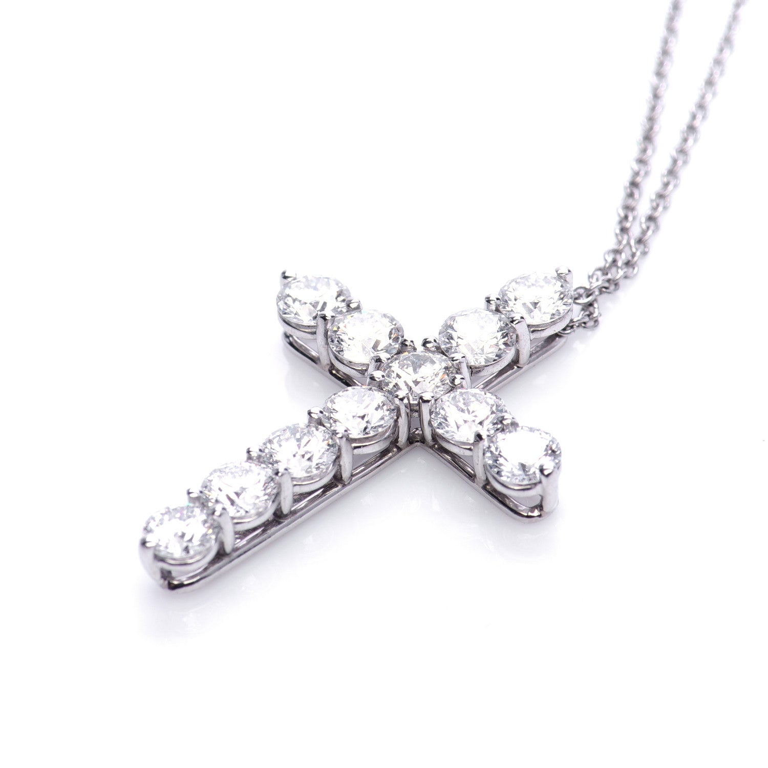 Tiffany Platinum Diamond Large Cross Pendant Necklace 4 of 7