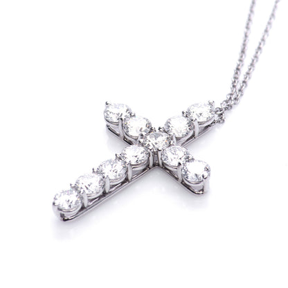 Tiffany Platinum Diamond Large Cross Pendant Necklace 4 of 7