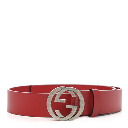 Gucci Selleria Calfskin Mens Interlocking G 37mm Belt 80 32 Rosso 1 of 5