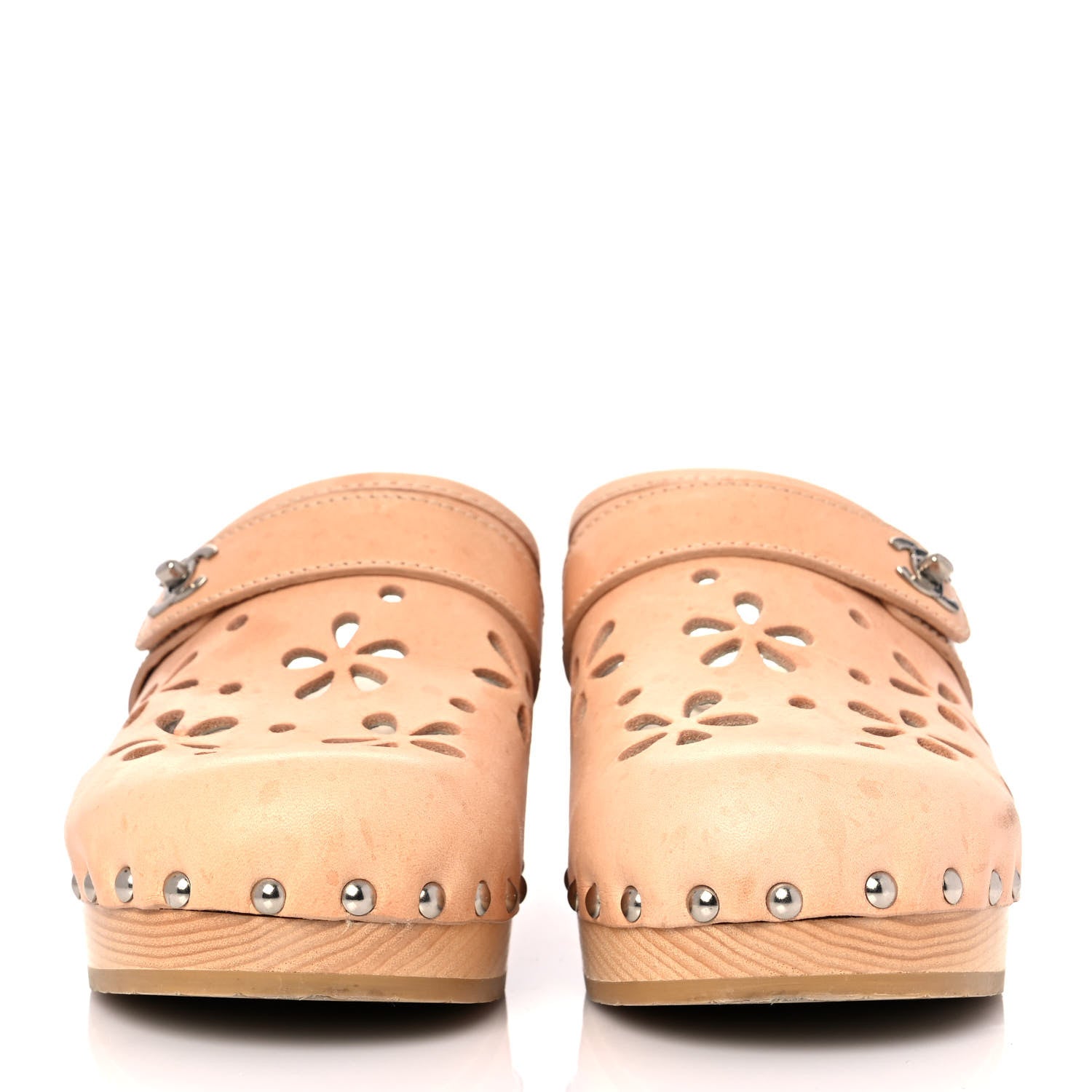 Chanel Calfskin Cut Out CC Turn Lock Clogs 39 Beige 2 of 7