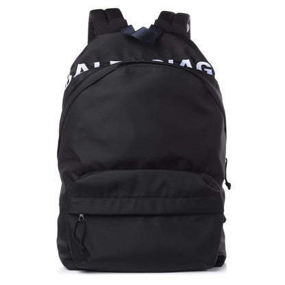 Balenciaga Sport Nylon Logo Embroidered Large Wheel Backpack Black White 1 of 10