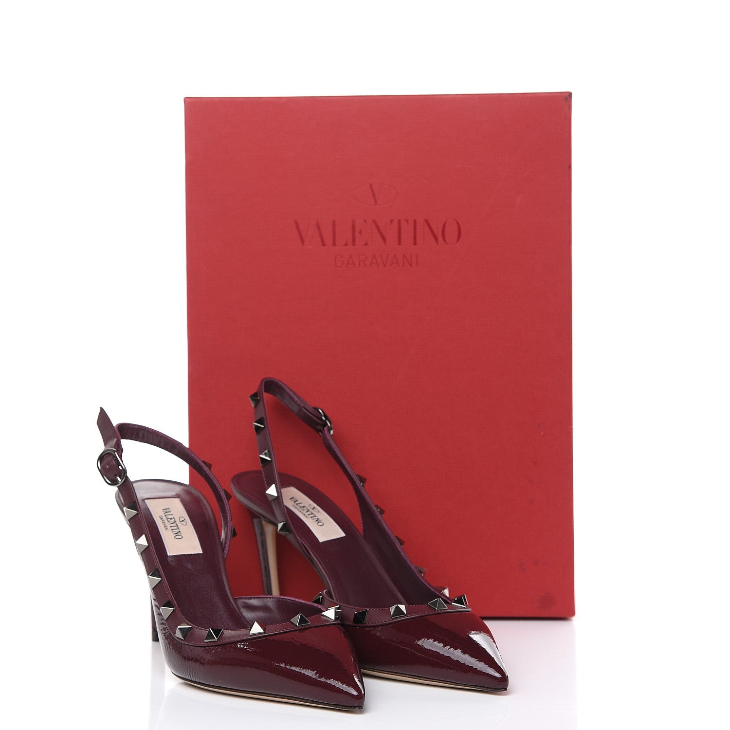 Valentino Garavani Wrinkled Patent Rockstud Half D'Orsay Slingback 85mm Pumps 36.5 Rubin 8 of 8