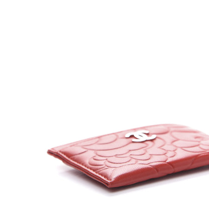 Chanel Lambskin Camellia Embossed Card Holder Red 6 of 11
