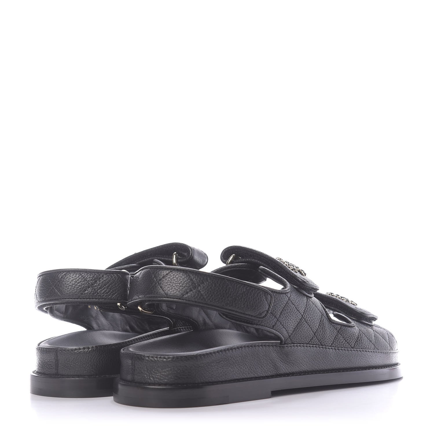 Chanel Grained Calfskin Velcro Dad Sandals 38 Black 4 of 11