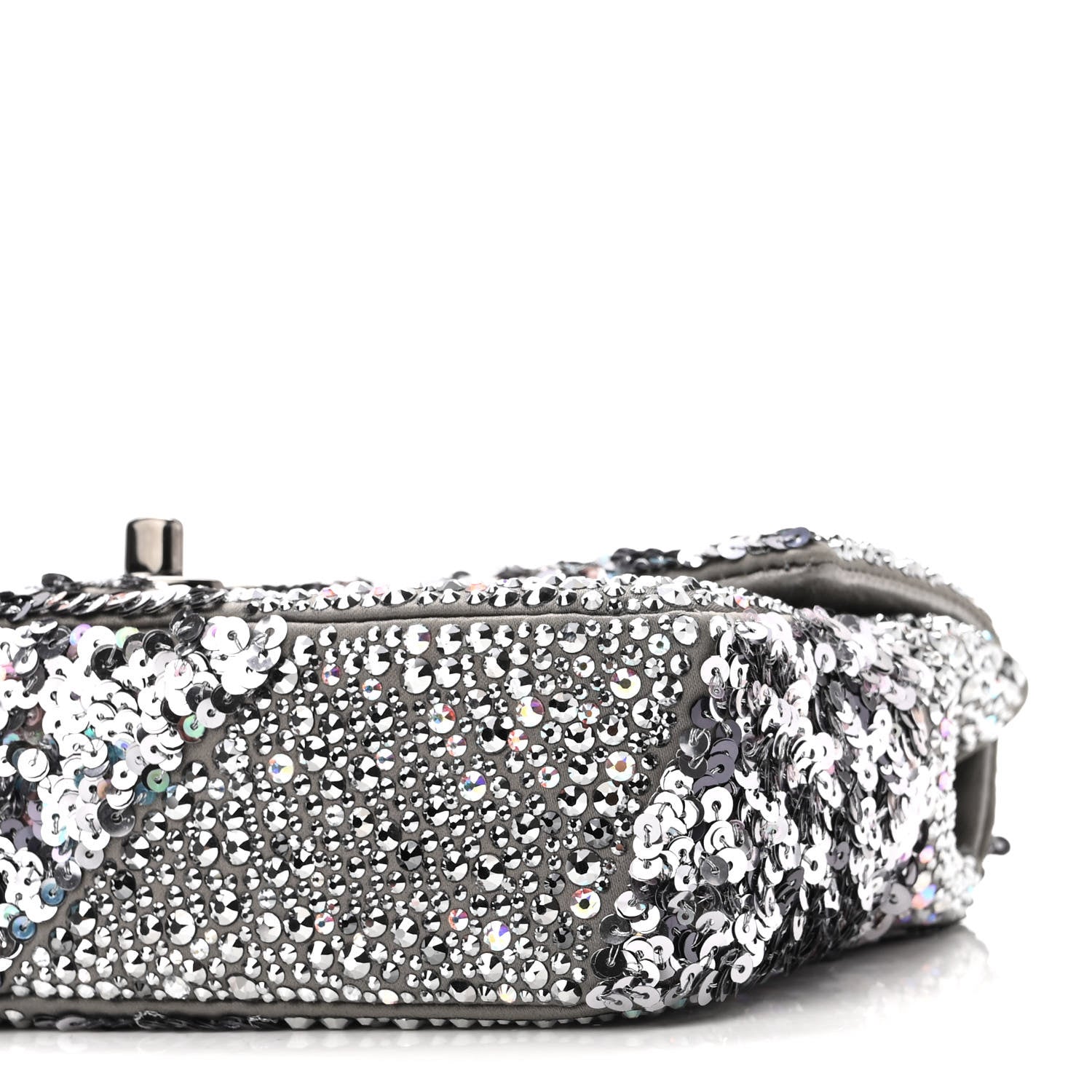 Chanel Lambskin Sequin Crystal Diamante Mini Flap Silver 10 of 10
