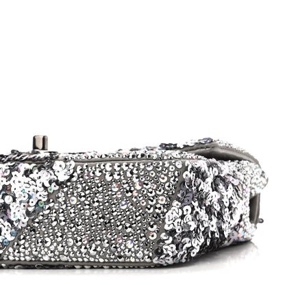 Chanel Lambskin Sequin Crystal Diamante Mini Flap Silver 10 of 10