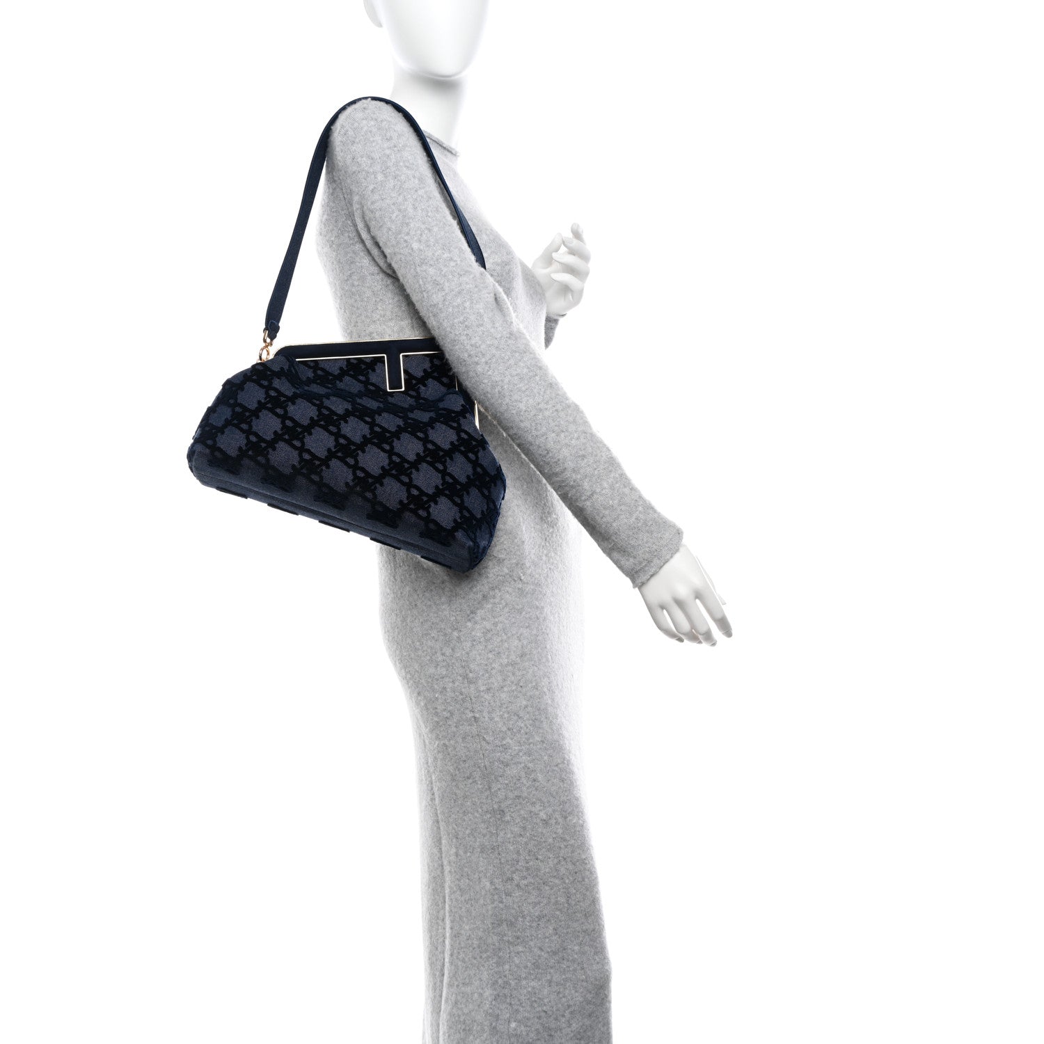 Fendi Denim Karligraphy Embroidered Medium Fendi First Blue 2 of 10