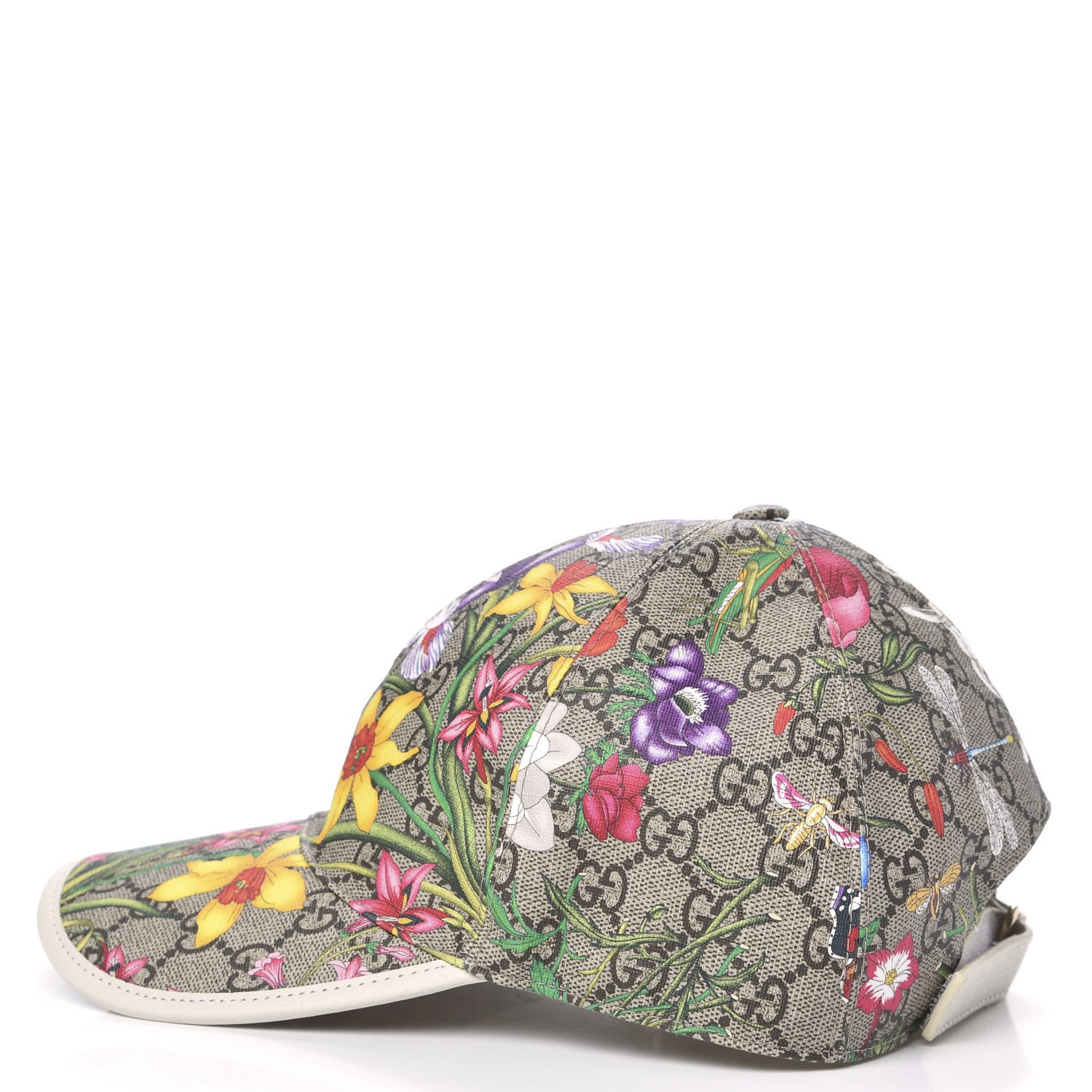 Gucci GG Supreme Flora Claudia Baseball Hat 56 S White 2 of 6