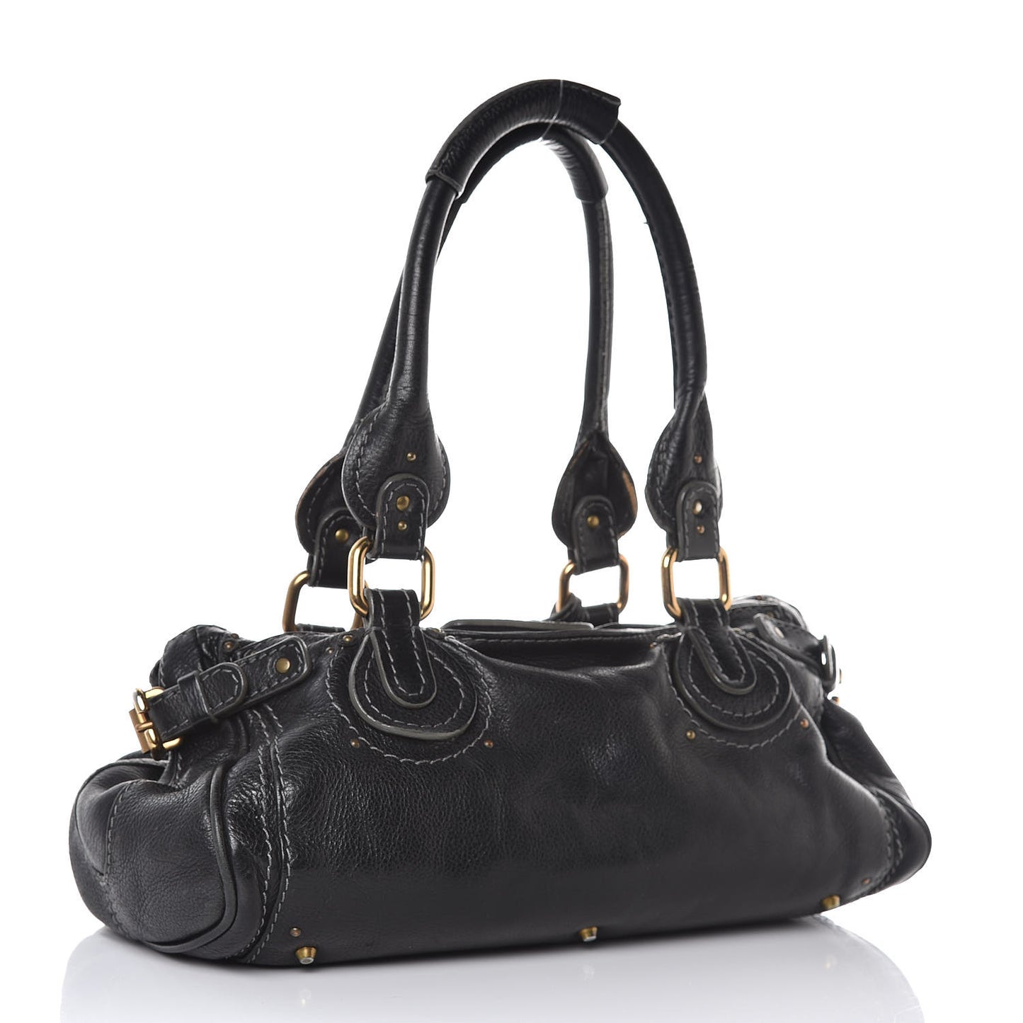 Calfskin Medium Paddington Satchel Black