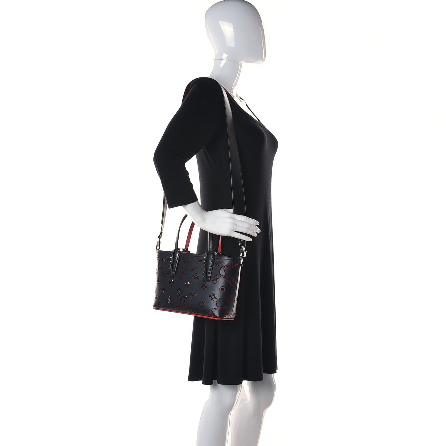 Perforated Mini East West Cabata Tote Black