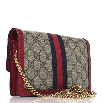 Gucci GG Supreme Monogram Web Queen Margaret Chain Wallet Red 3 of 9