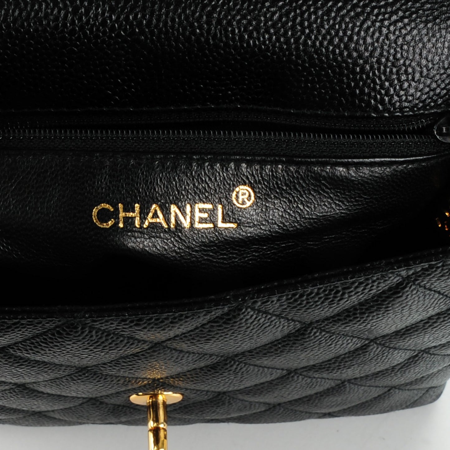 Caviar Quilted Medium Flap Shoulder Bag Black