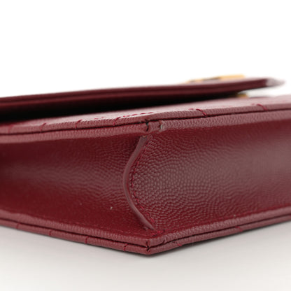 Saint Laurent Grain De Poudre Matelasse Chevron Monogram Envelope Chain Wallet Opyum Red 9 of 11