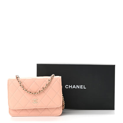 Chanel Lambskin Quilted Mini Wallet On Chain WOC Light Pink 11 of 11