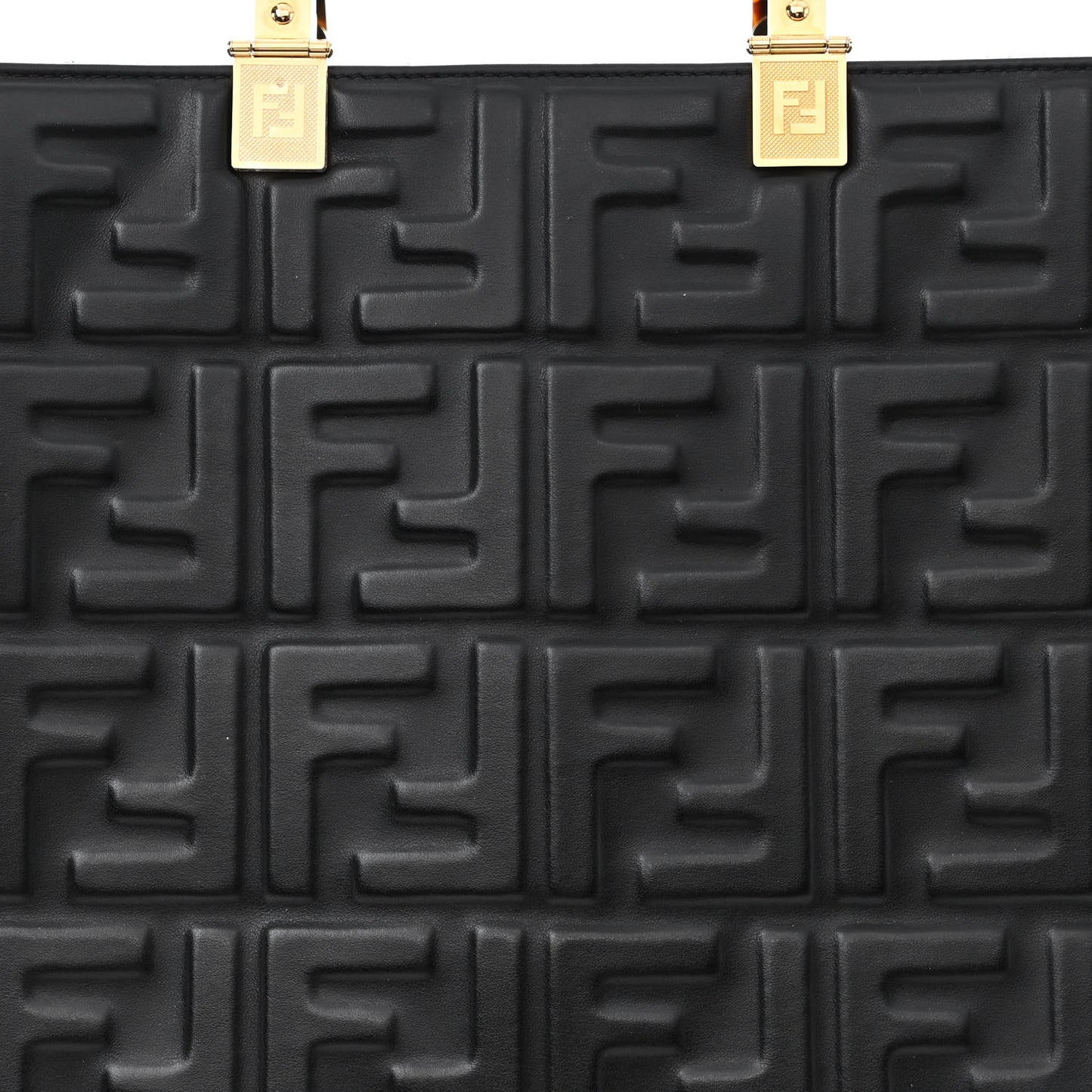 Vitello Plexiglass FF Embossed Medium Fendi Sunshine Shopper Tote Black