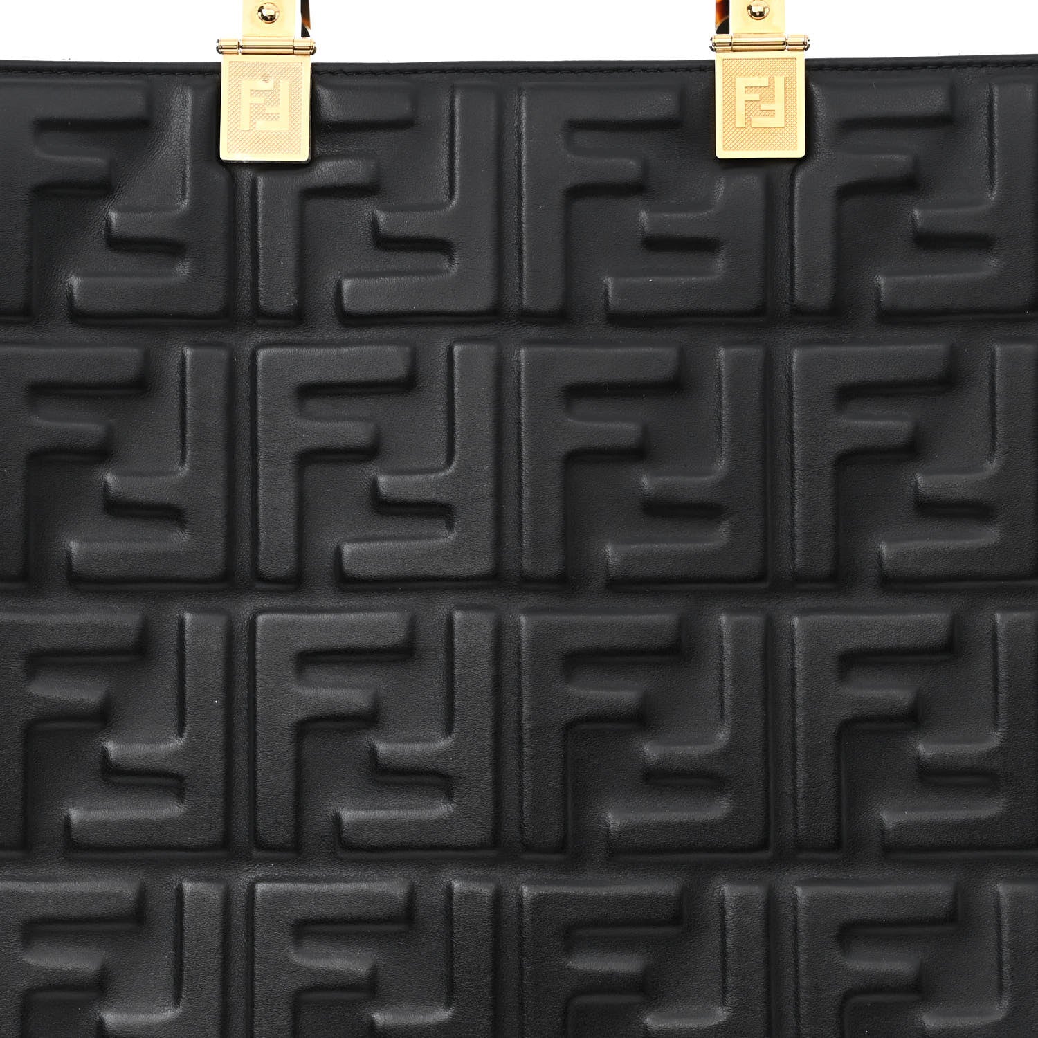 Fendi Vitello Plexiglass FF Embossed Medium Fendi Sunshine Shopper Tote Black 8 of 10