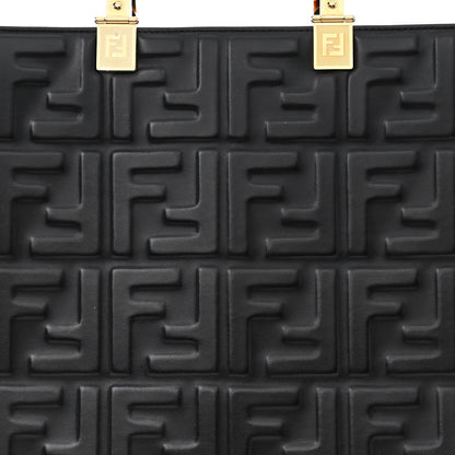 Fendi Vitello Plexiglass FF Embossed Medium Fendi Sunshine Shopper Tote Black 8 of 10