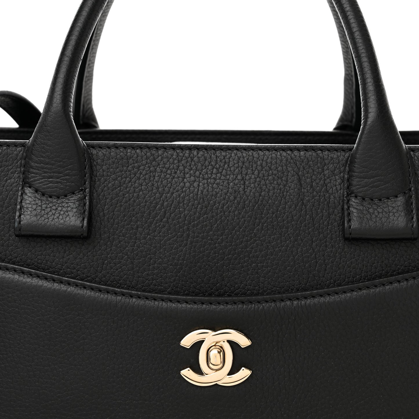 Grained Calfskin Small Neo Executive Shopper Tote Black