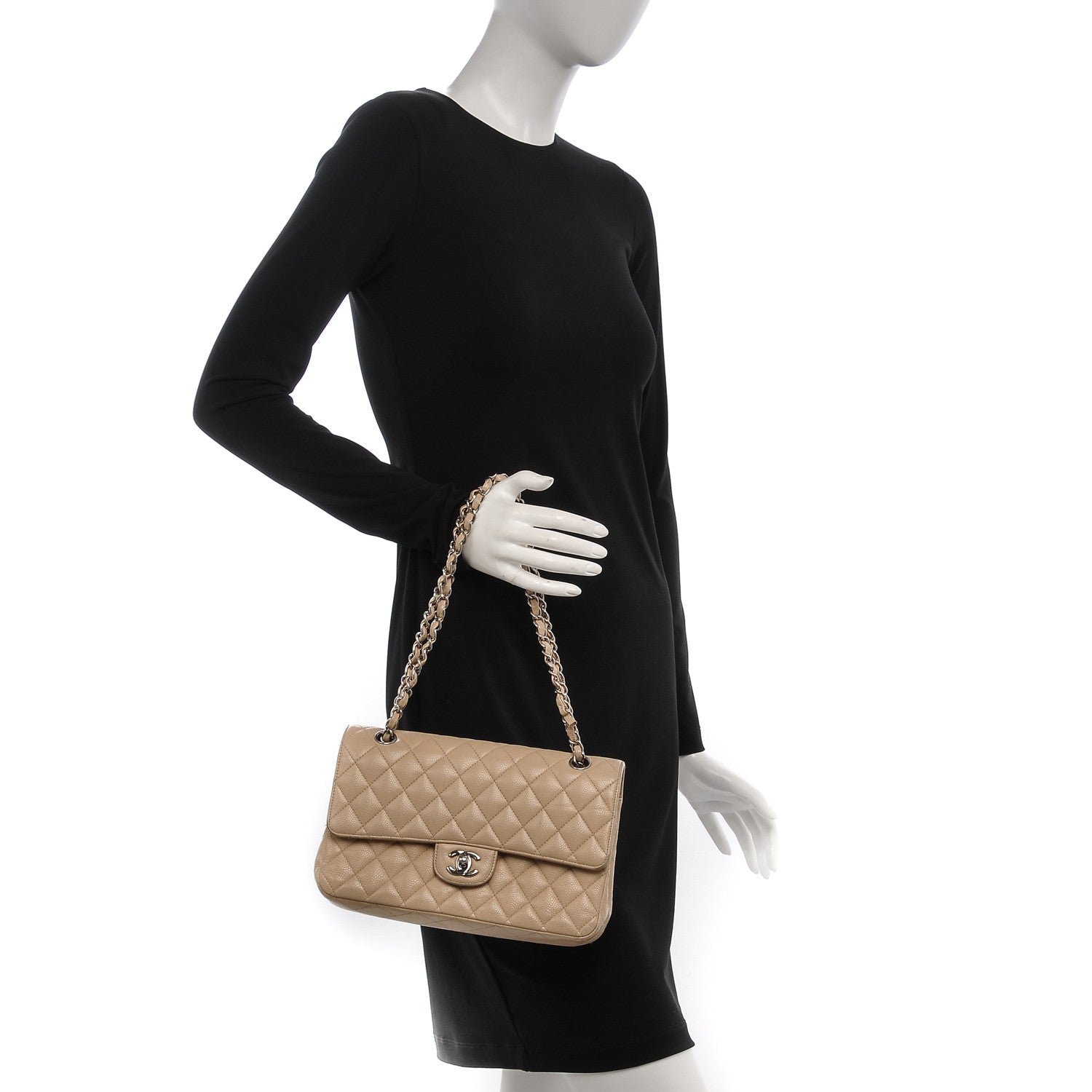 Chanel Caviar Quilted Medium Double Flap Beige Clair 2 of 19