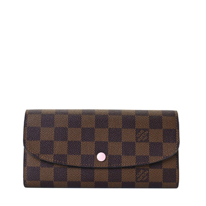 Louis Vuitton Damier Ebene Emilie Wallet Rose Ballerine 1 of 8
