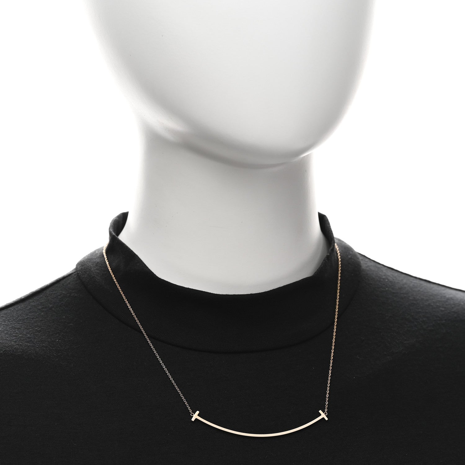 Tiffany 18K Rose Gold Large T Smile Pendant Necklace 2 of 4
