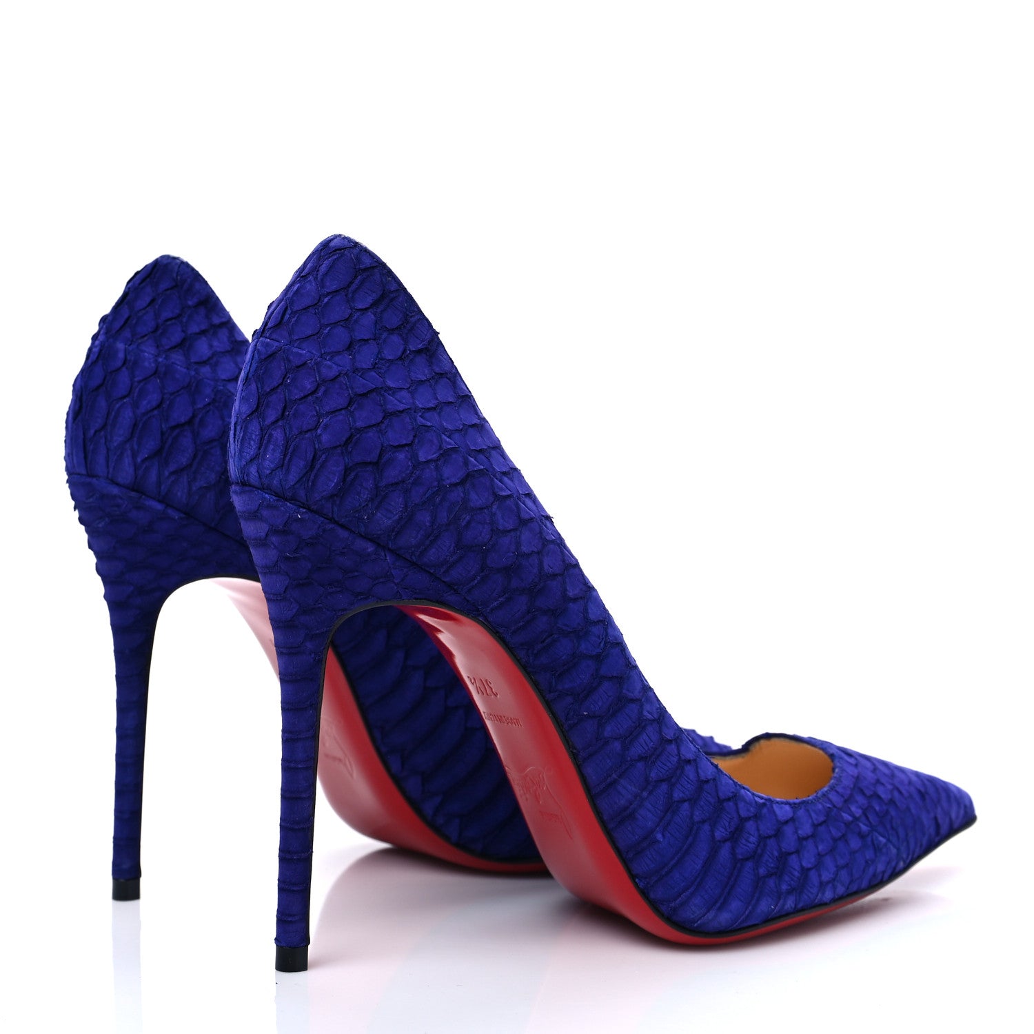 Christian Louboutin Watersnake Nubuck Decollete 554 100 Pumps 37.5 Purple Pop 4 of 8