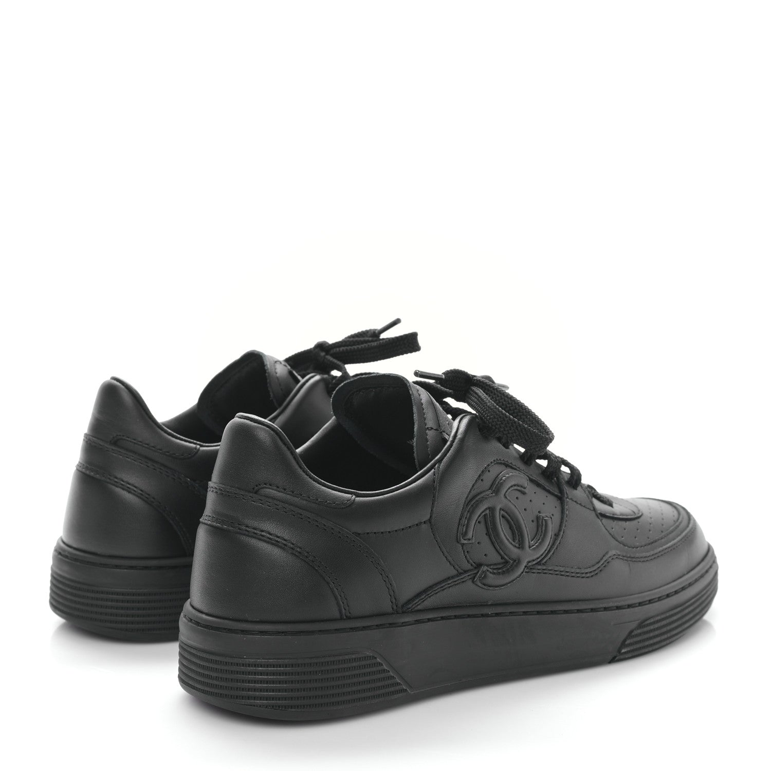 Chanel Calfskin CC Womens Sneakers 38.5 Black 4 of 8