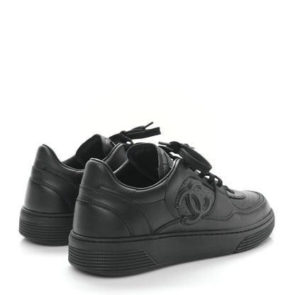 Chanel Calfskin CC Womens Sneakers 38.5 Black 4 of 8