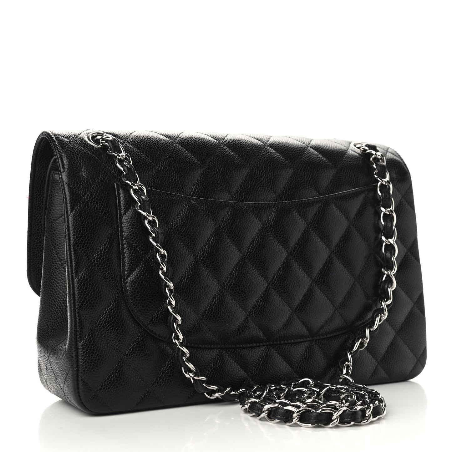 Caviar Quilted Jumbo Double Flap Black