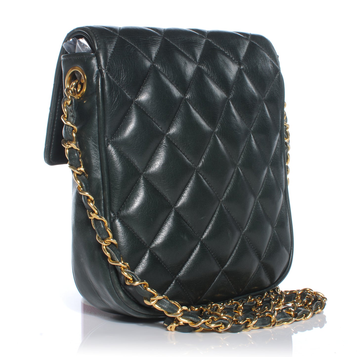 Lambskin Quilted Mini Flap Dark Green