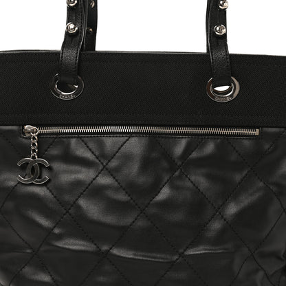 Chanel Coated Canvas Quilted Large Paris Biarritz Tote Black 8 of 10