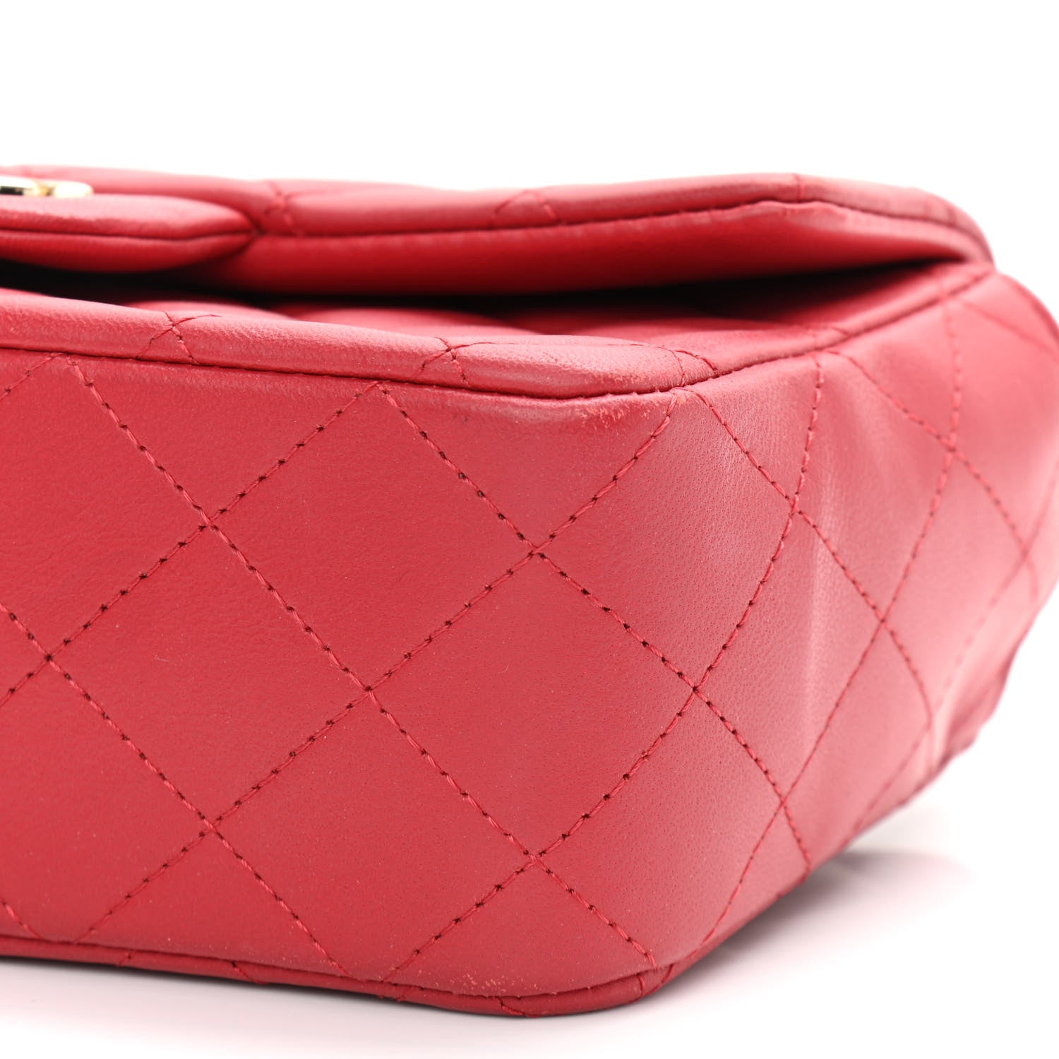 Chanel Lambskin Quilted Mini Top Handle Rectangular Flap Red 10 of 16