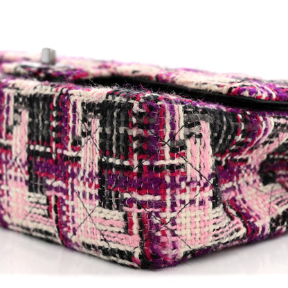 Chanel Tweed Quilted Medium Double Flap Pink Black 10 of 12